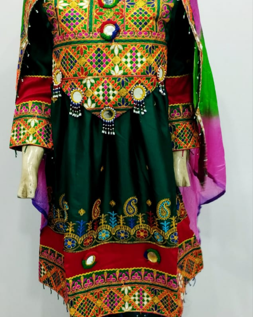 Stitched Pathani/Balochi/Afghani Silk Dress - 3 Piece