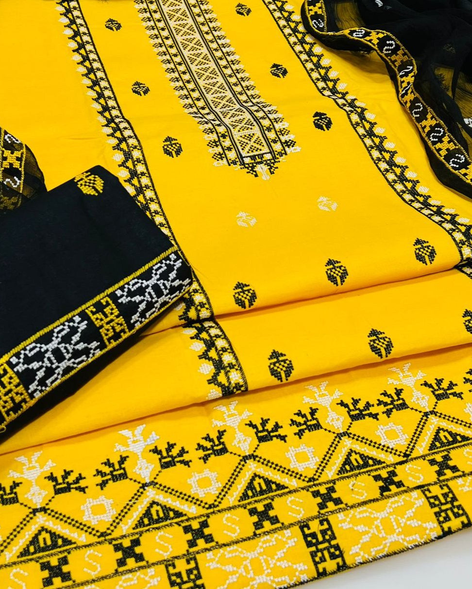 LawnCotton Cross-stitch with Khussa