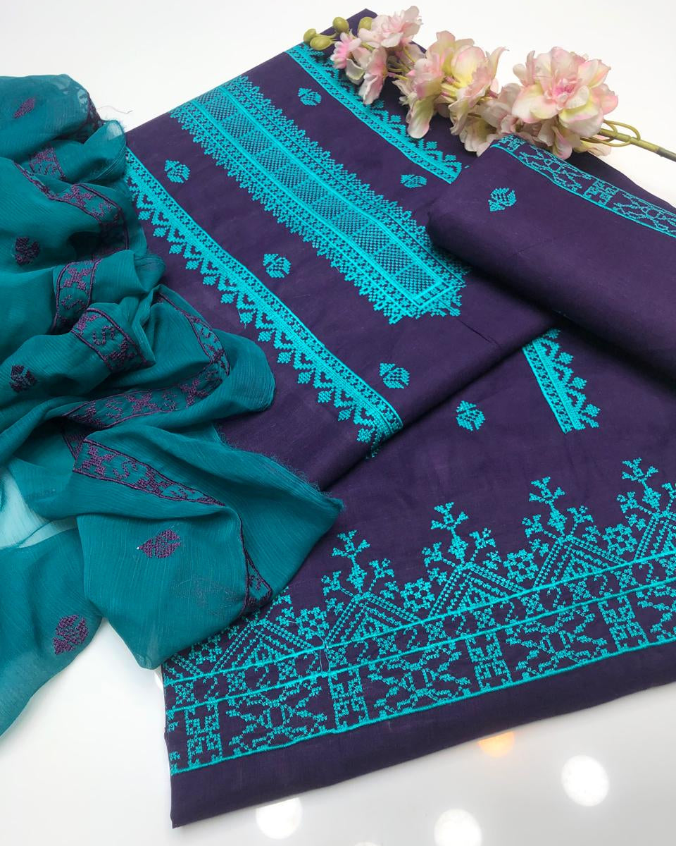 LawnCotton Cross-stitch with Khussa