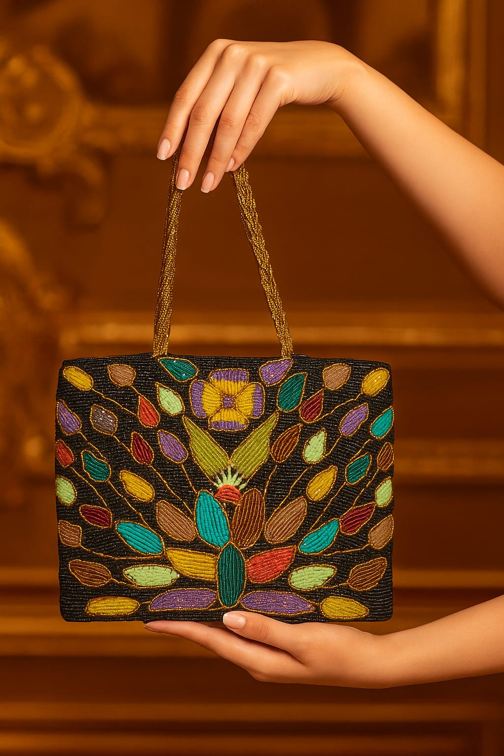 Handmade Embroidered Beaded purse – zipper