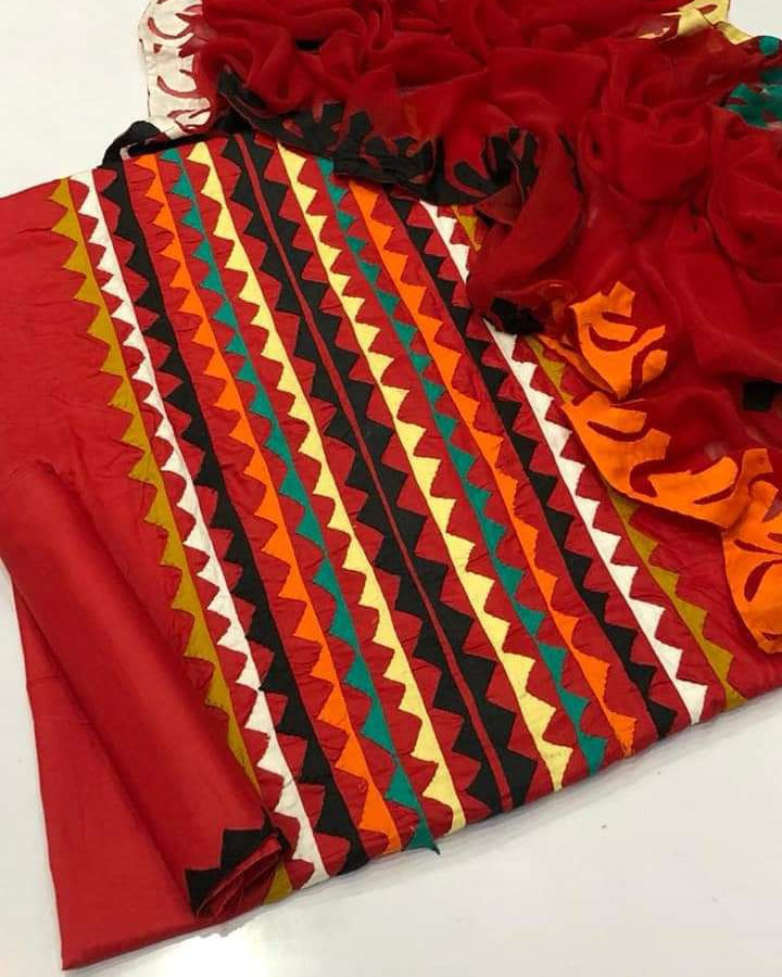 Lawn handmade Applic -3pc
