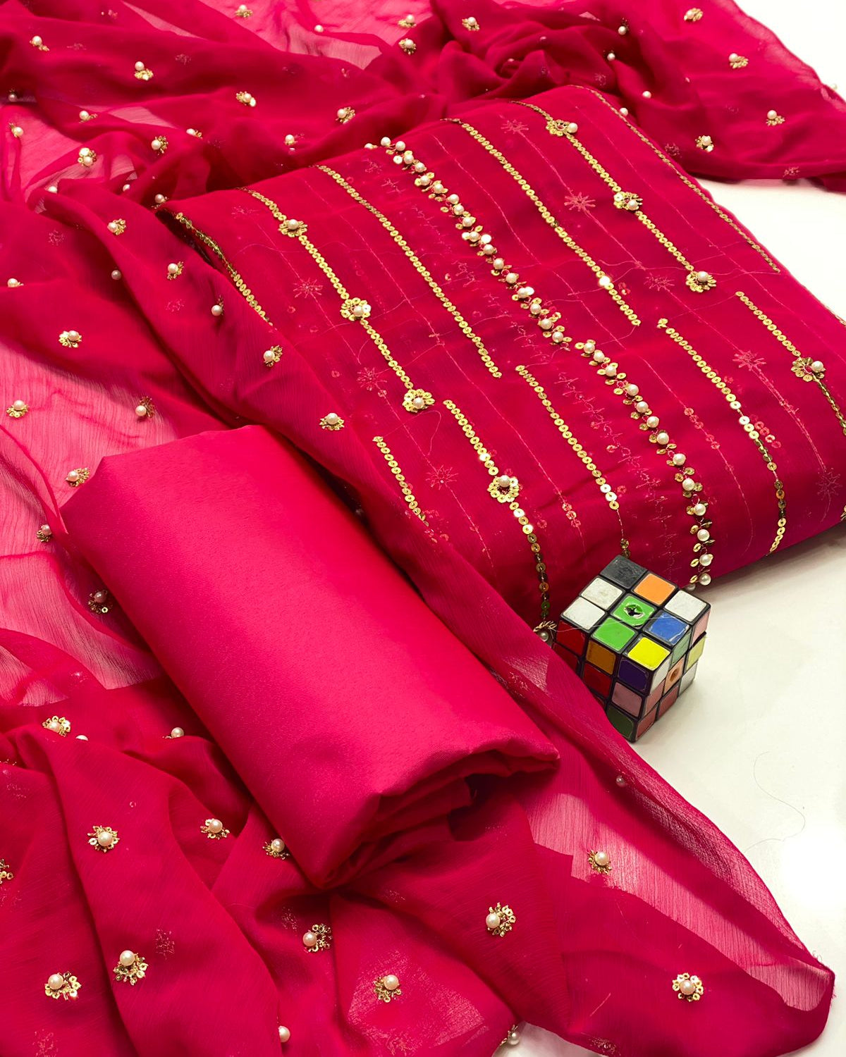 Pearls chiffon 3pc Fancy