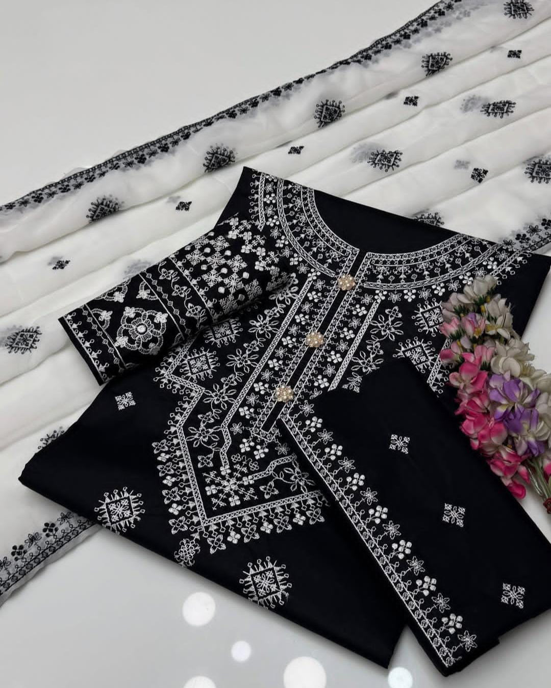 Cotton Embroidered suit -3 piece