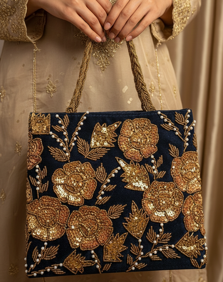 Sitara Pearl Bead Bag – Bridal & Party Wear Purse
