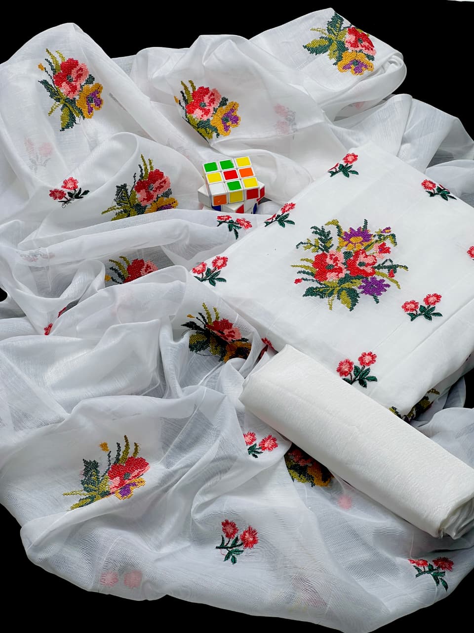 Paper Cotton Cross Stitch Bunch Embroidery - 3 piece