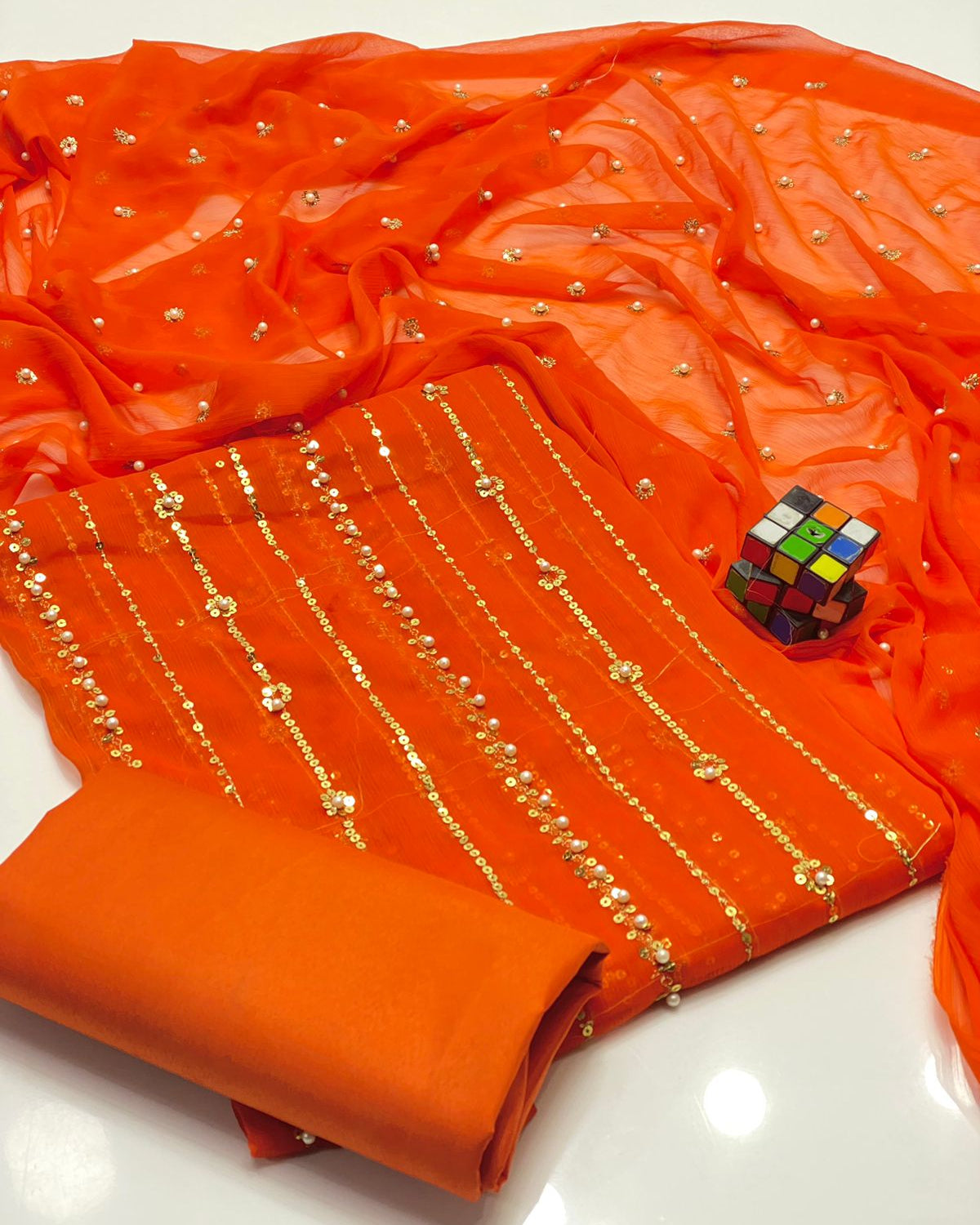 Pearls chiffon 3pc Fancy