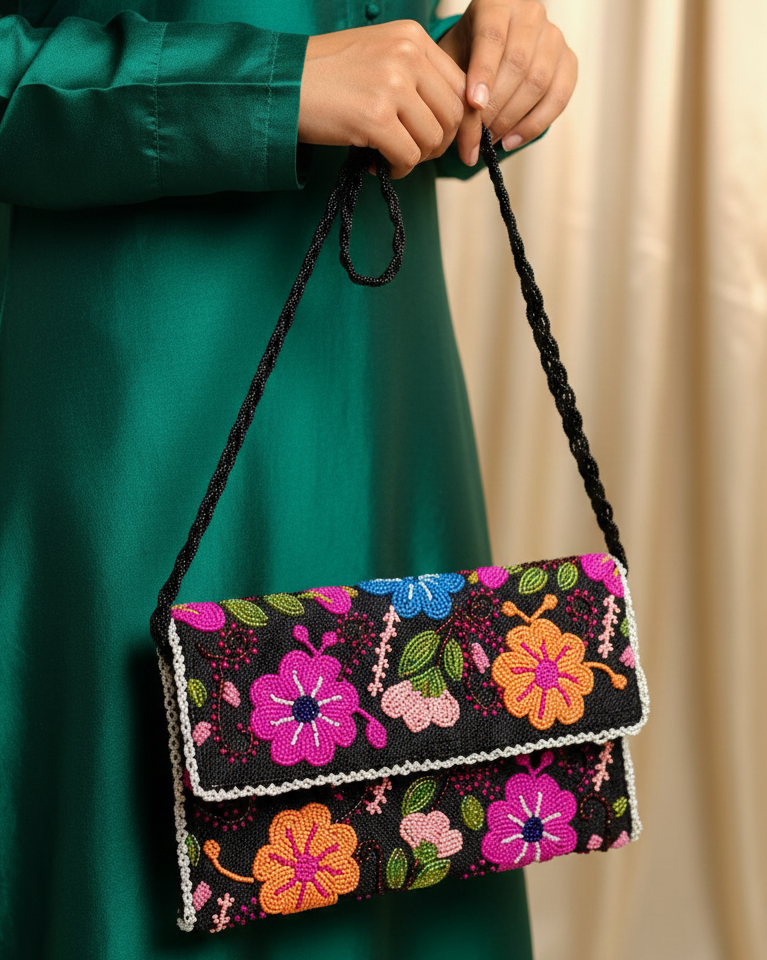 Makhmal - handmade beaded clutch