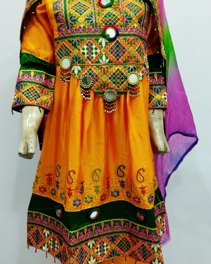 Stitched Pathani/Balochi/Afghani Silk Dress - 3 Piece