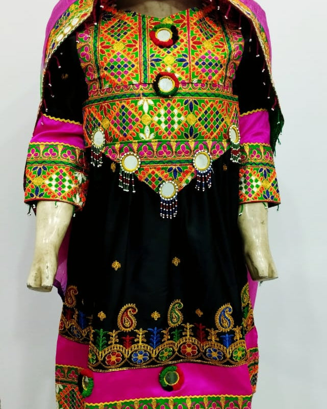 Stitched Pathani/Balochi/Afghani Silk Dress - 3 Piece