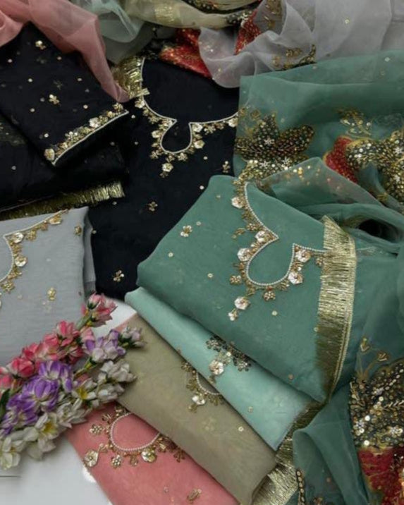 Organza Handpaint Duppata-2 Piece