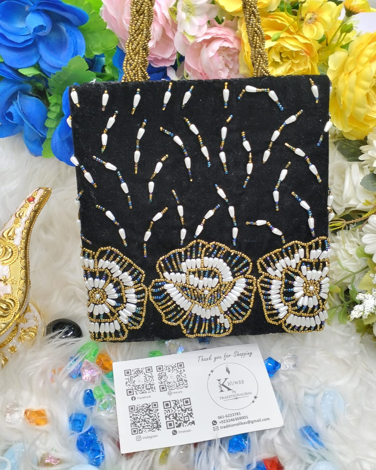 Velvet Artistic Beaded pearl