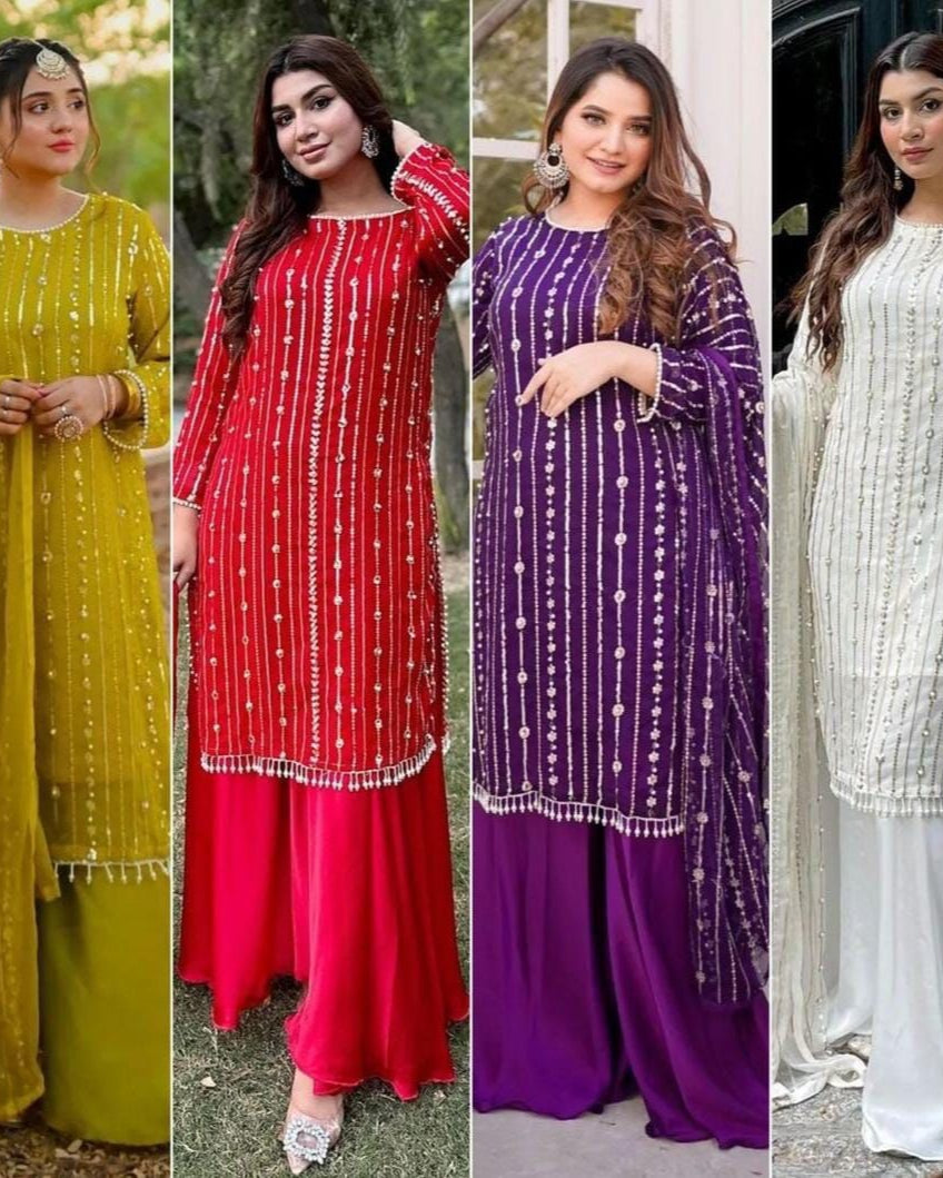 Pearls chiffon 3pc Fancy