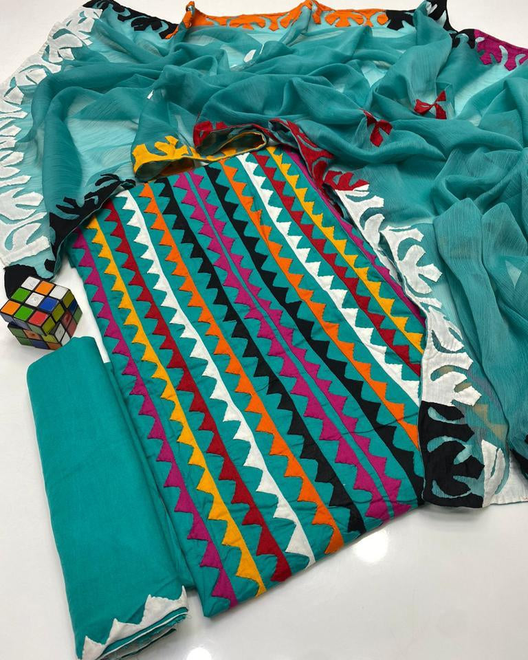 Lawn handmade Applic -3pc