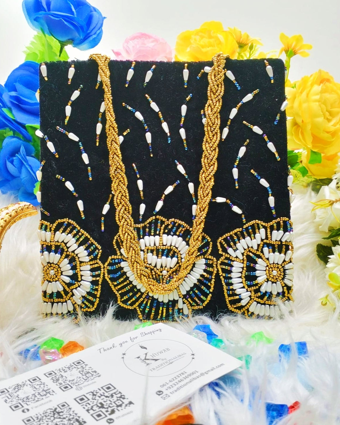 Velvet Artistic Beaded pearl
