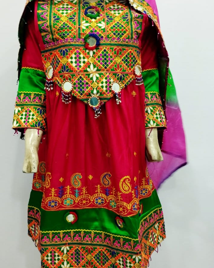 Stitched Pathani/Balochi/Afghani Silk Dress - 3 Piece