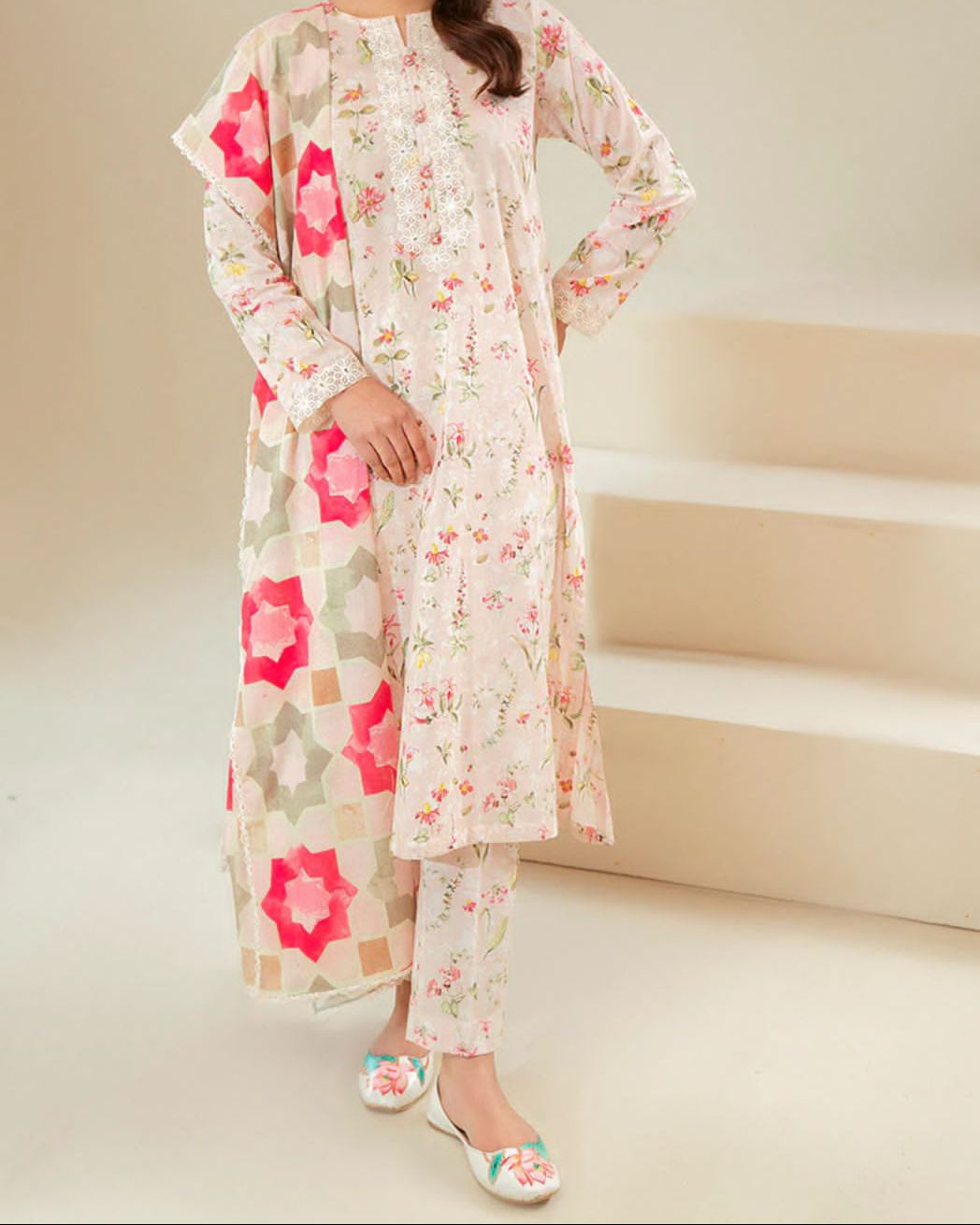 Swiss jacquard Lawn - 3 piece suit