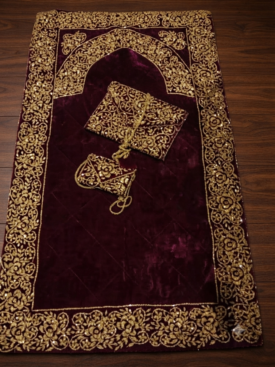 Pre Order_ 20 days making time_ Artisan Beaded Jaye Namaz – Handmade Prayer Mat_Half payment Advance