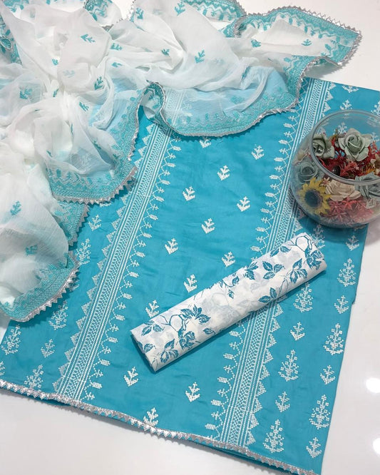 GTM Lawn Cross Stitch - 3 piece suit