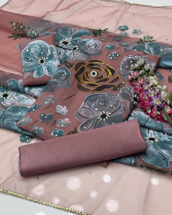 Organza Hand Paint -3pc