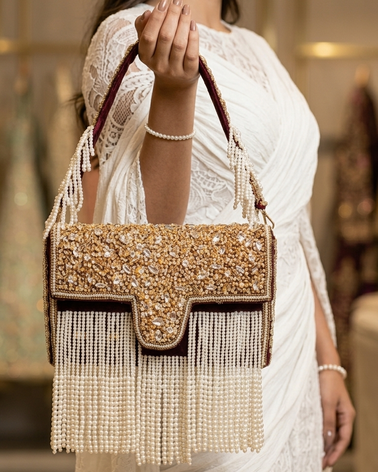 KHUWAB Royal Bridal Beaded Purse