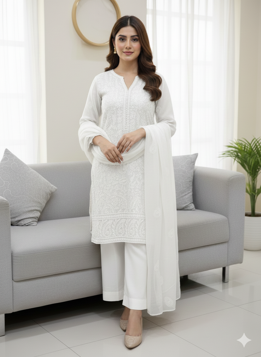 Premium hand emb bamber Chiffon -2 piece