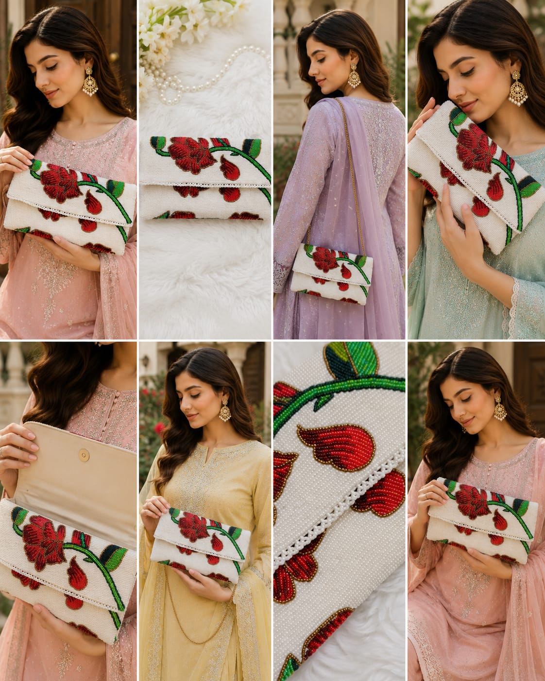 Rose beaded purse