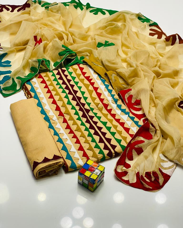 Lawn handmade Applic -3pc