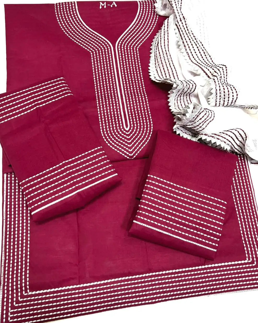 Royal Cotton Cross Stitch Premium Summer Wear - 3 Piece Suit