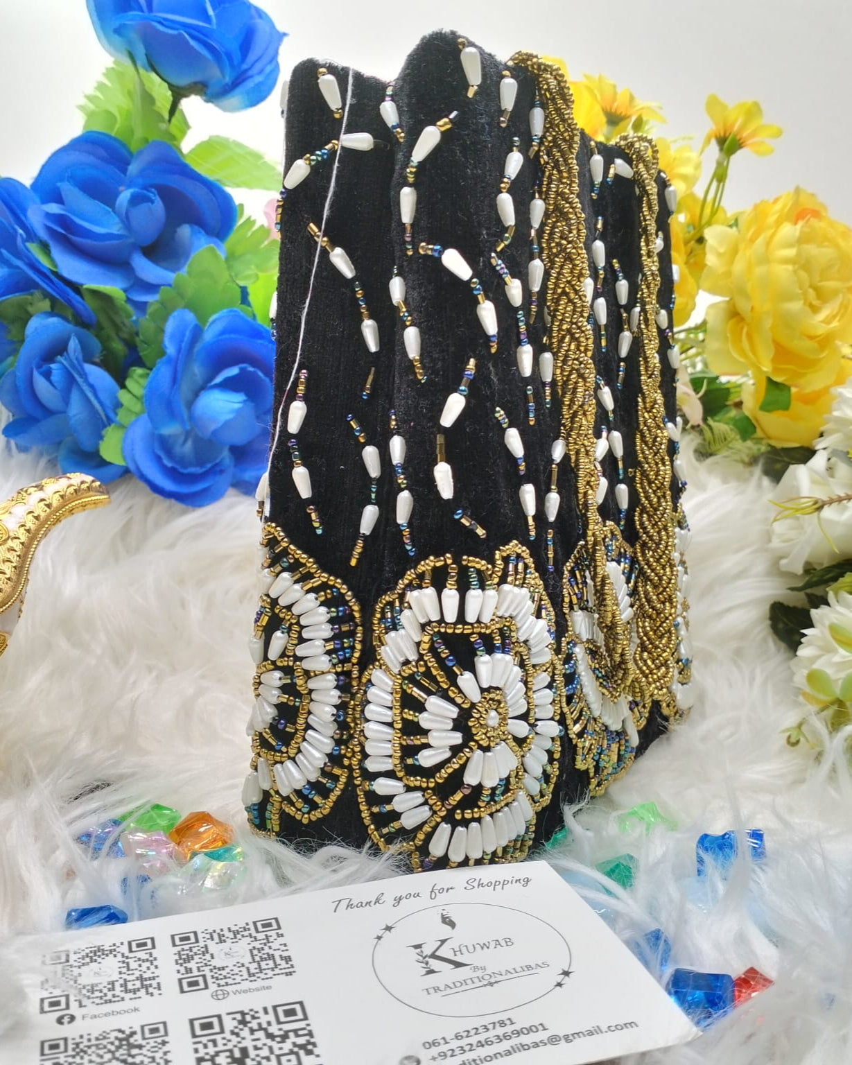 Velvet Artistic Beaded pearl