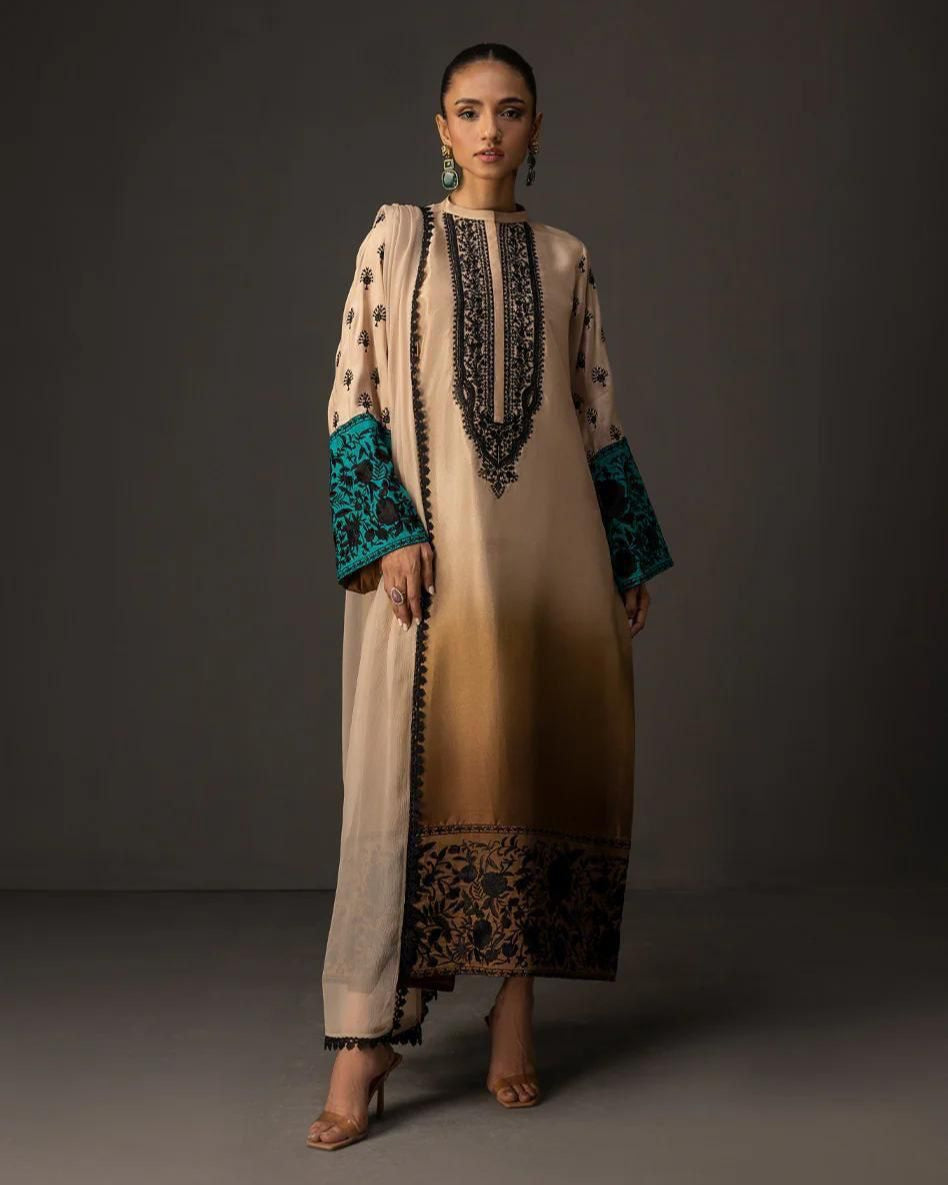 Shamoze Silk Digital Print-3 piece Dress with Dupatta
