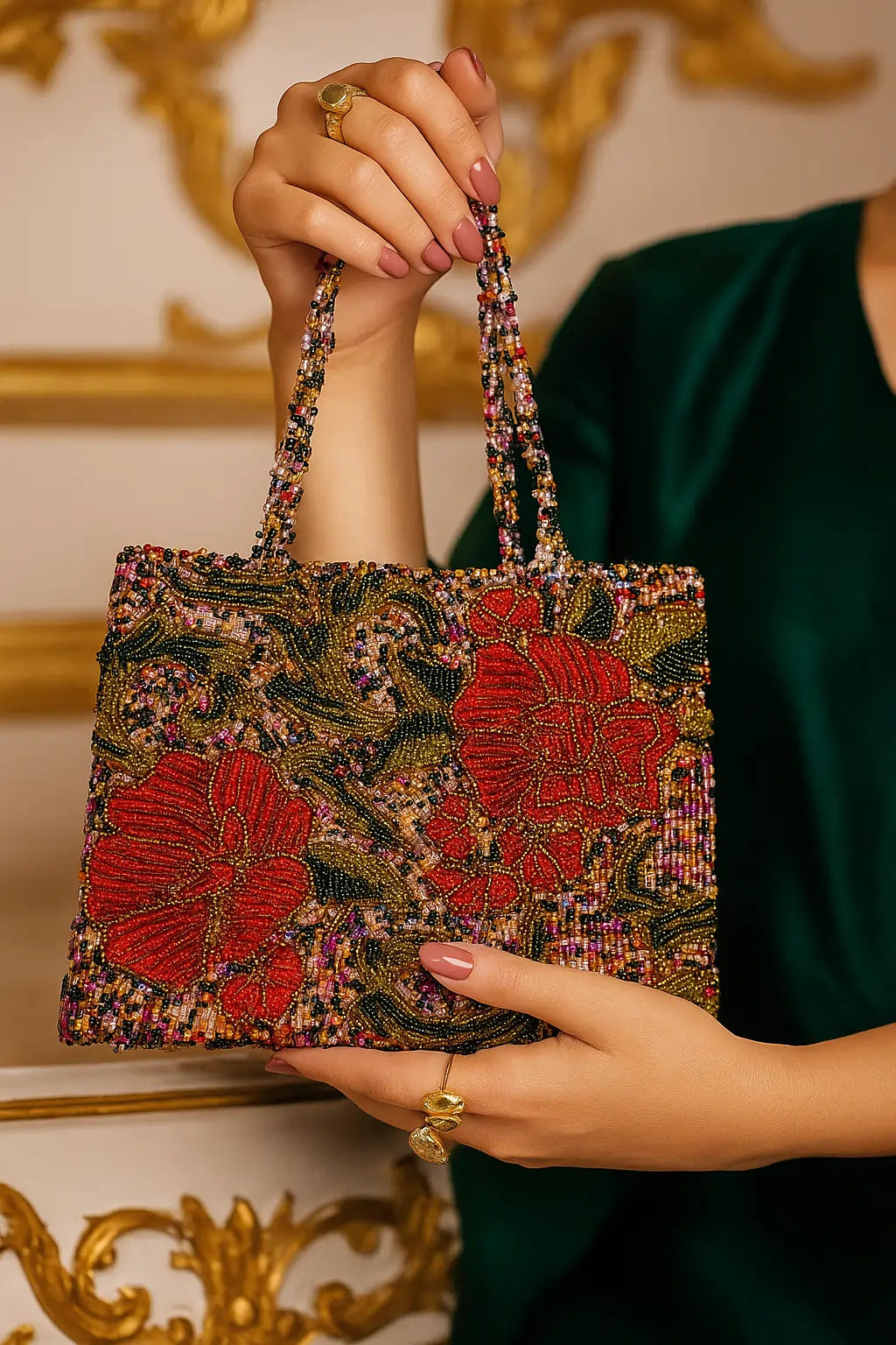 Gleam Golden Rose hand bag