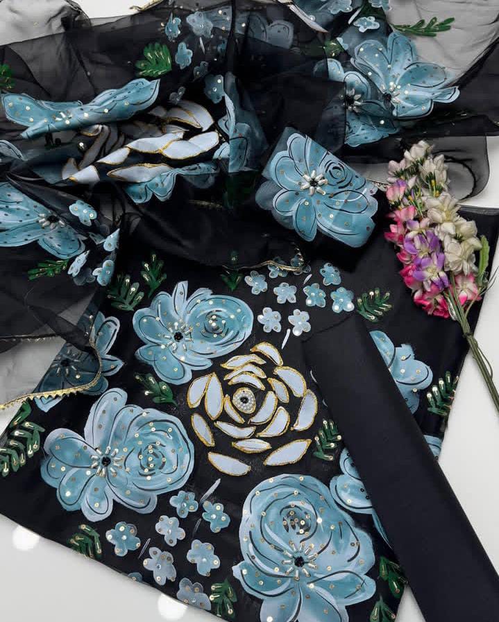 Organza Hand Paint -3pc