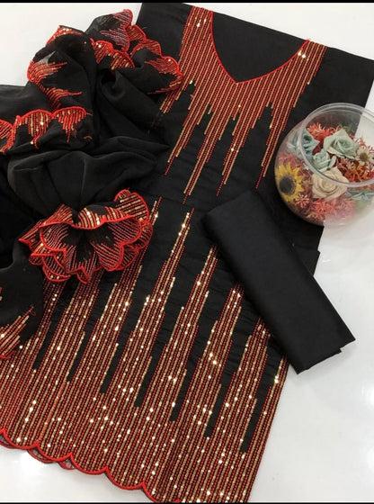 GTM Lawn 3-Piece Embroidered Suit – Computer Sequence Shirt with Chiffon Embroidered Dupatta (2025 Collection)