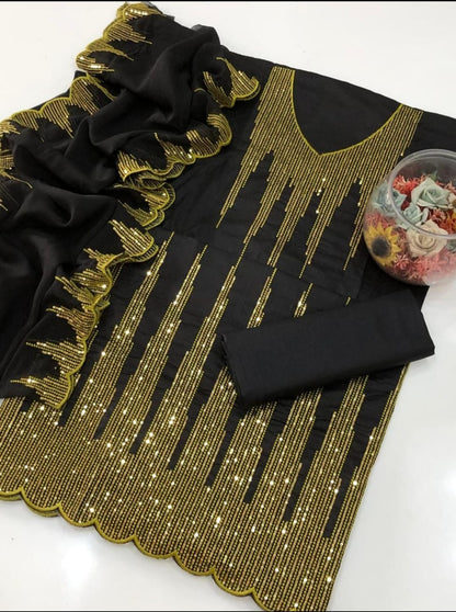 GTM Lawn 3-Piece Embroidered Suit – Computer Sequence Shirt with Chiffon Embroidered Dupatta (2025 Collection)