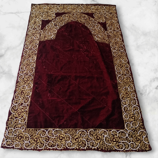 Pre Order_ 20 days making time_ Artisan Beaded Jaye Namaz – Handmade Prayer Mat_Half payment Advance