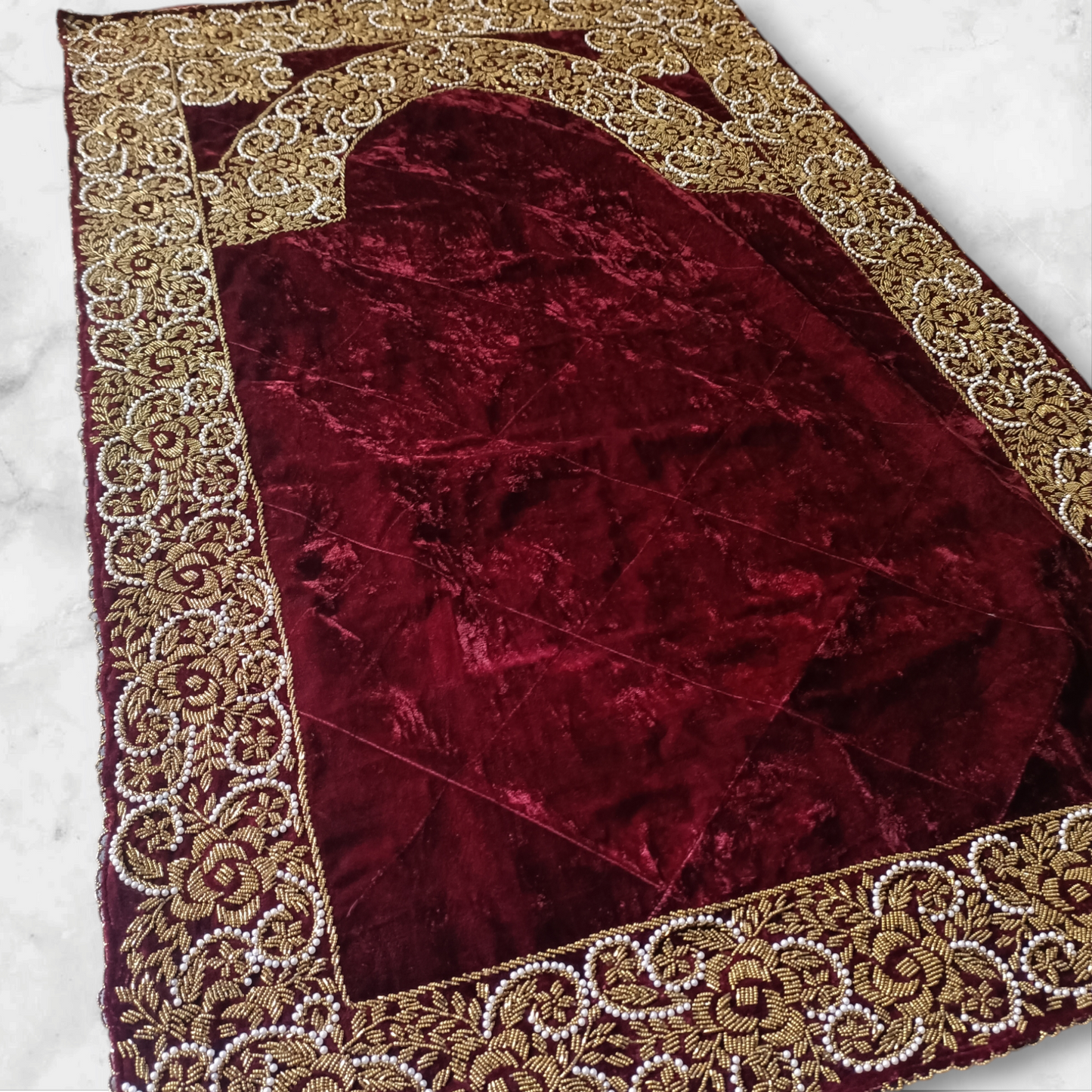 Pre Order_ 20 days making time_ Artisan Beaded Jaye Namaz – Handmade Prayer Mat_Half payment Advance