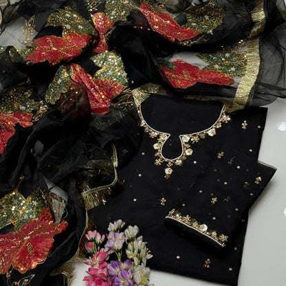 Organza Handpaint Duppata-2 Piece