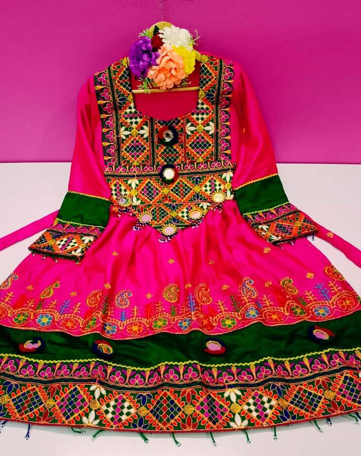 Traditional Embroidery Pathani/Balochi/Afghani Silk Dress - 3 Piece