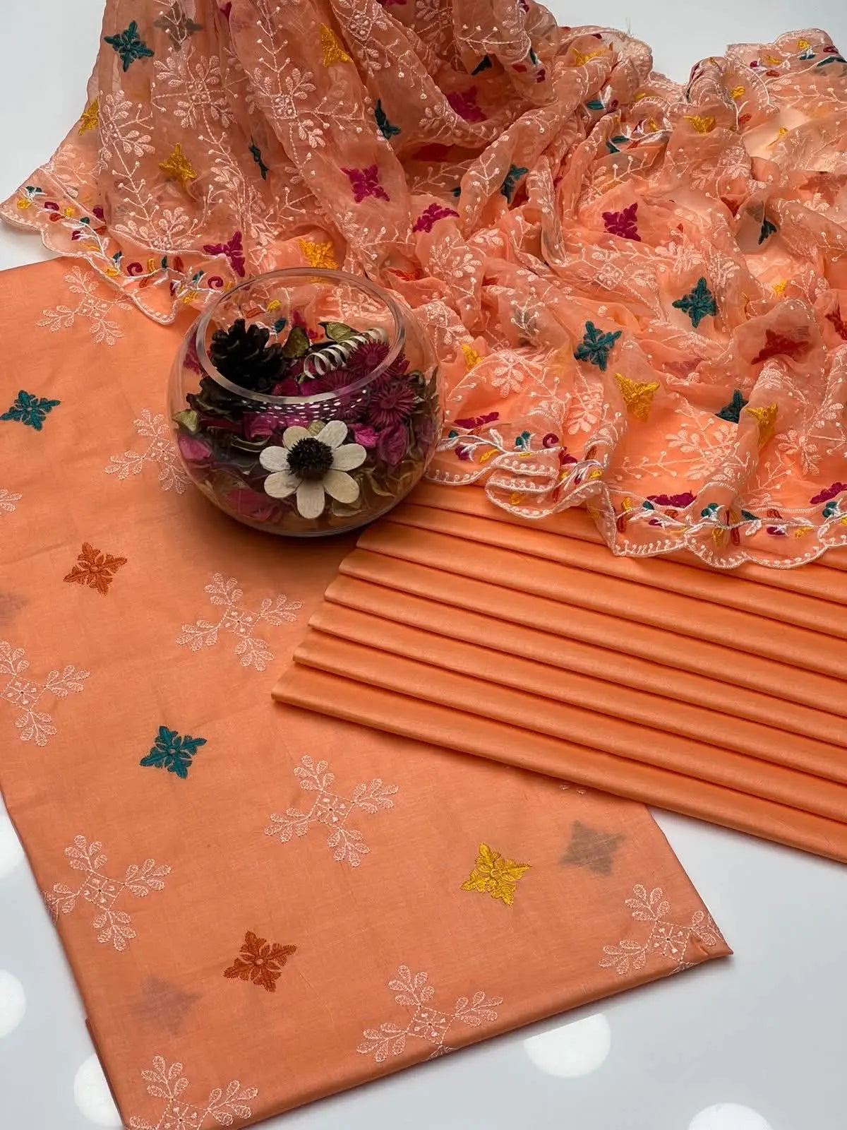 Noor-e-Jaal Lawn Phulkari Chiffon Dupatta - 3 piece