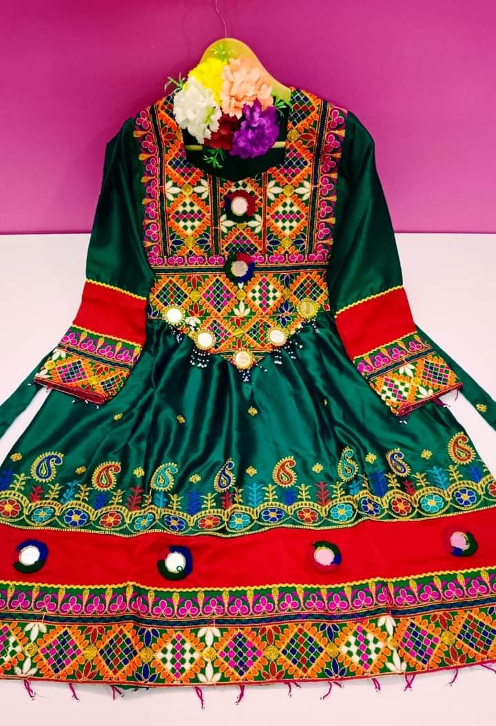 Traditional Embroidery Pathani/Balochi/Afghani Silk Dress - 3 Piece