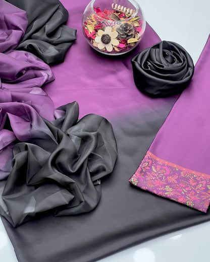 Shamoze Silk Digital Print-3 piece Dress with Dupatta