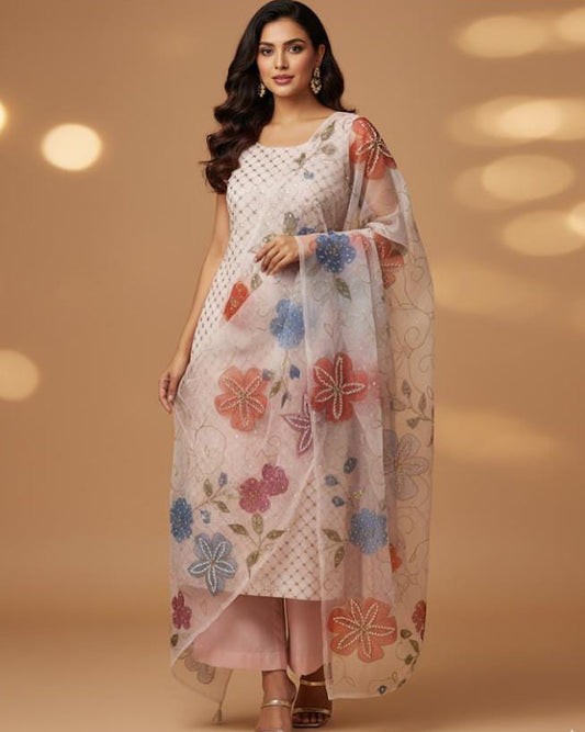 Fancy Party Wear Soft Organza 9mm - 2 piece