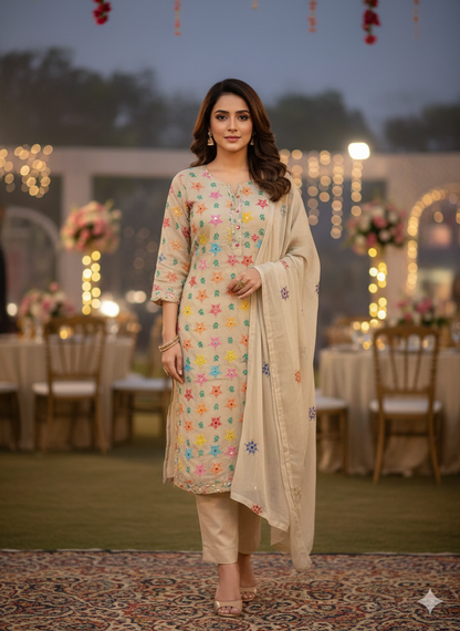 Hand embroidery Chiffon -2 piece