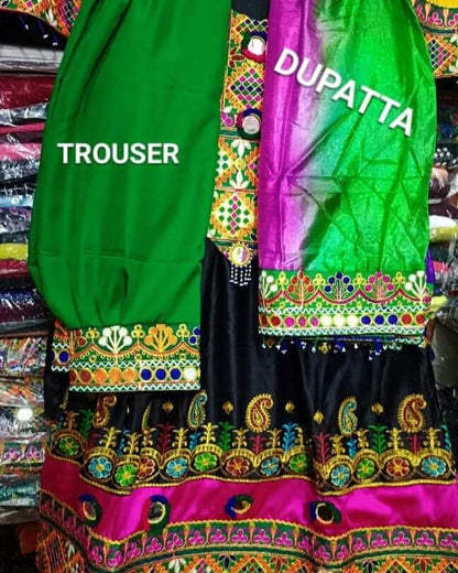 Stitched Pathani/Balochi/Afghani Silk Dress - 3 Piece