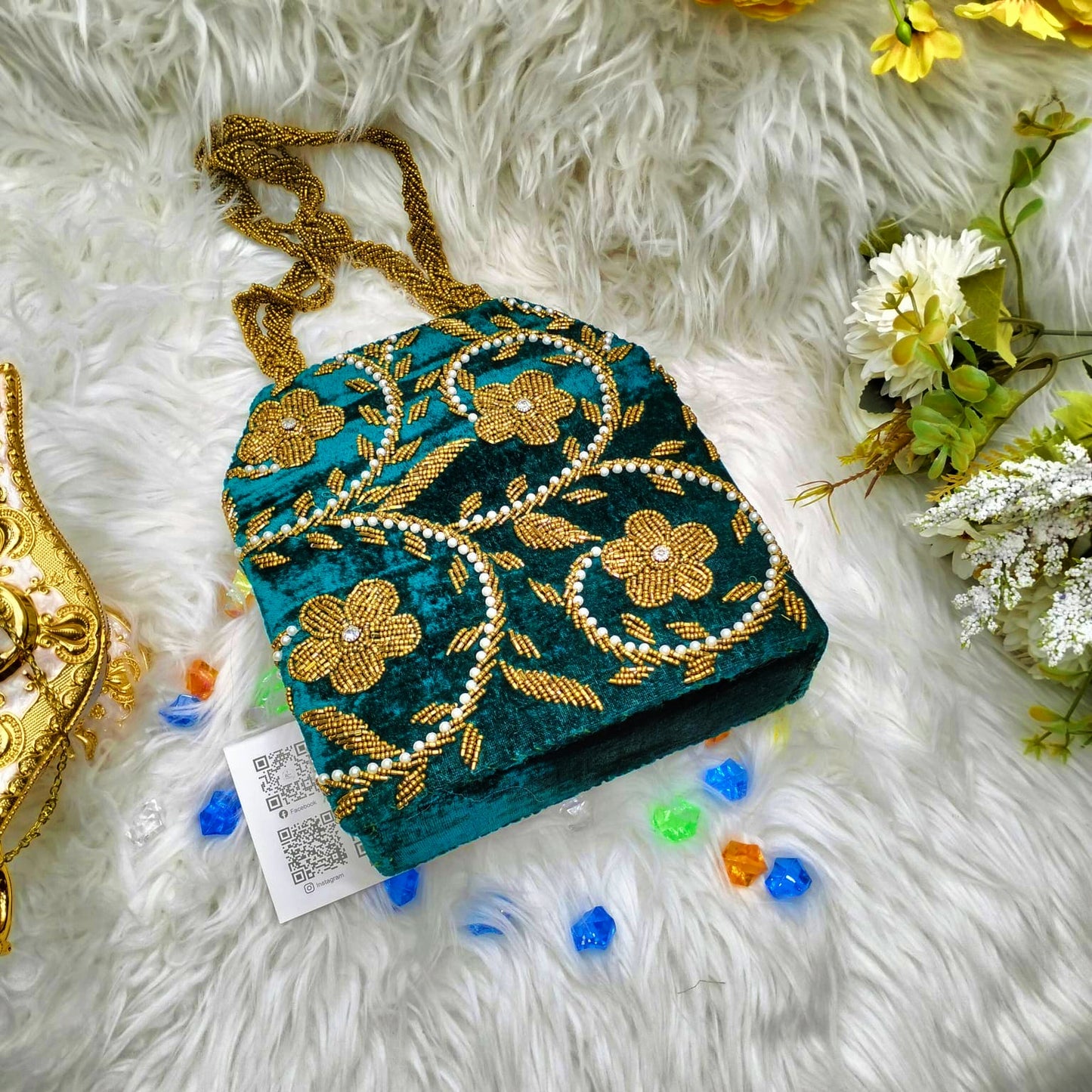 Velvet Threaded Purse