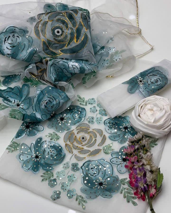 Organza Hand Paint -3pc