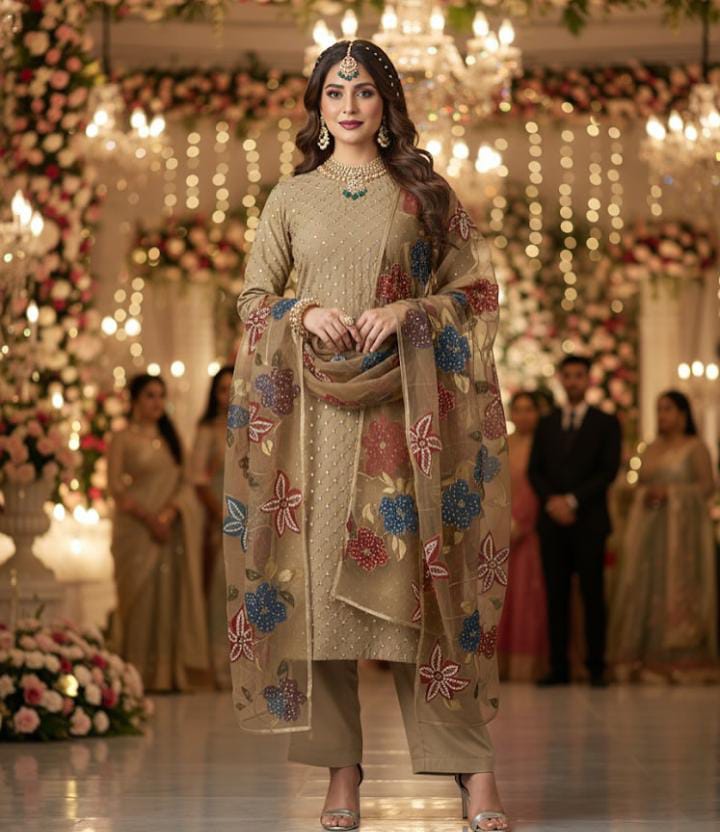 Fancy Party Wear Soft Organza 9mm - 2 piece