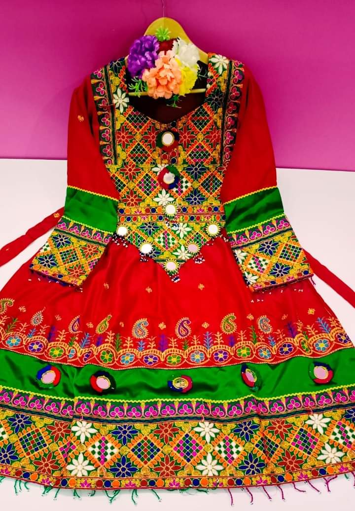 Traditional Embroidery Pathani/Balochi/Afghani Silk Dress - 3 Piece