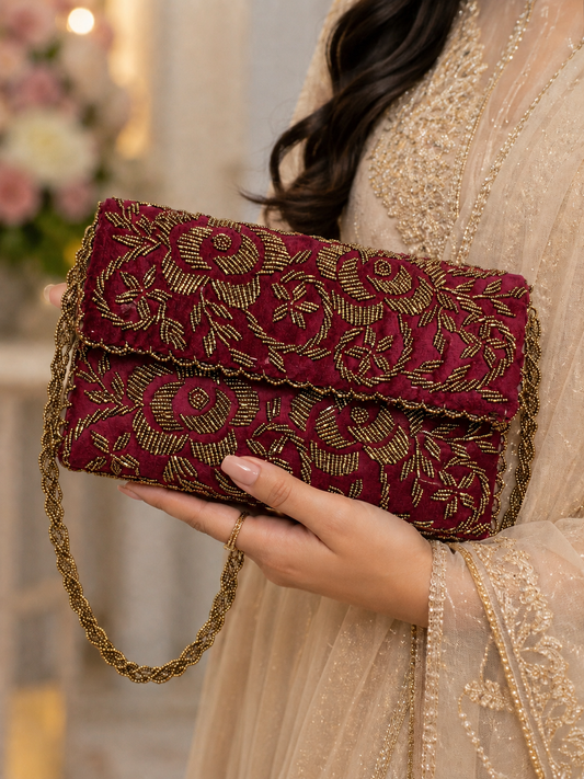 Velvet elegance clutch