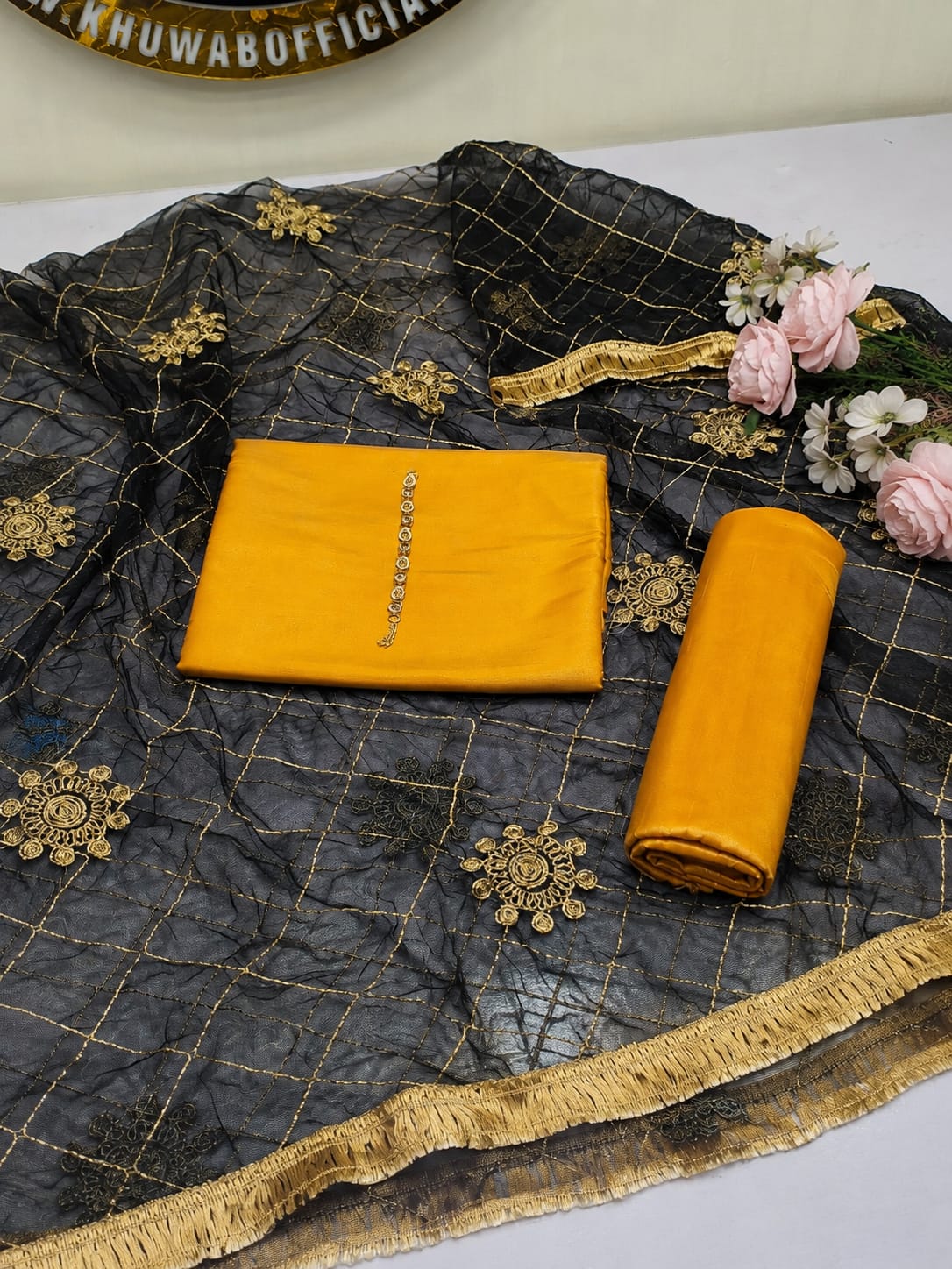 Two tone masouri Net Duppatta - 3 piece